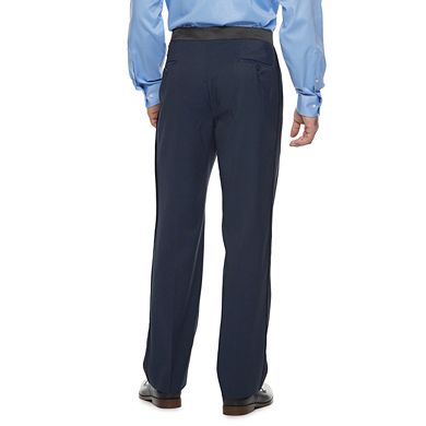 Men's Steve Harvey Bentley Solid Blue Geo Pleated Tuxedo Pants