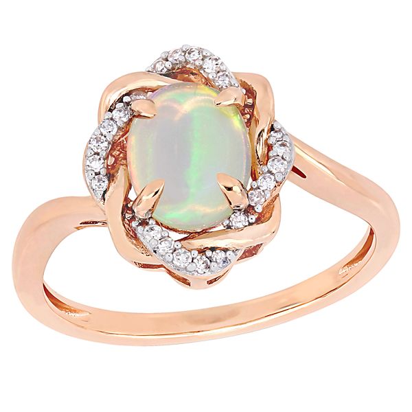 Stella Grace 10k Rose Gold 1/10 Carat T.W. Diamond & Ethiopian Opal ...