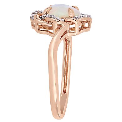 Stella Grace 10k Rose Gold 1/10 Carat T.W. Diamond & Ethiopian Opal Love Knot Ring