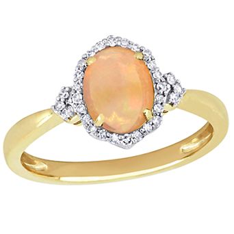 Stella Grace 10k Gold 1/8 Carat T.W. Diamond & Ethiopian Opal Ring