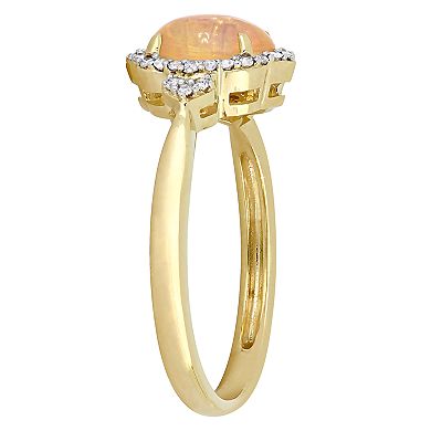 Stella Grace 10k Gold 1/8 Carat T.W. Diamond & Ethiopian Opal Ring