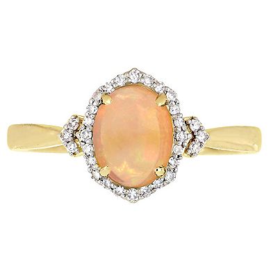 Stella Grace 10k Gold 1/8 Carat T.W. Diamond & Ethiopian Opal Ring