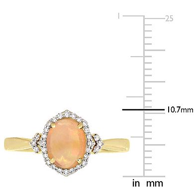 Stella Grace 10k Gold 1/8 Carat T.W. Diamond & Ethiopian Opal Ring