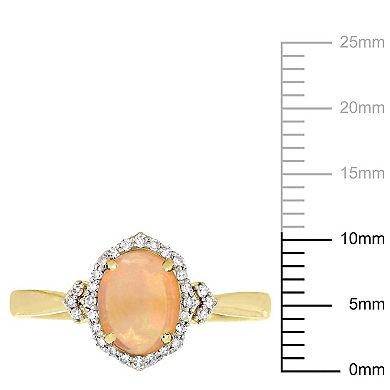 Stella Grace 10k Gold 1/8 Carat T.W. Diamond & Ethiopian Opal Ring