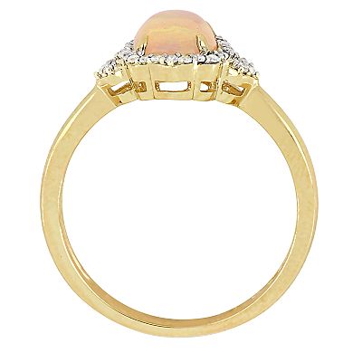 Stella Grace 10k Gold 1/8 Carat T.W. Diamond & Ethiopian Opal Ring