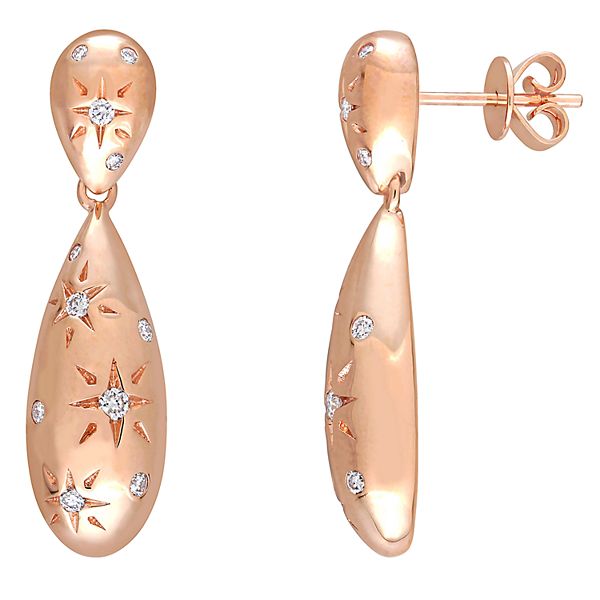 Stella Grace 14k Rose Gold 1 3ct Diamond Star Burst Drop Earrings