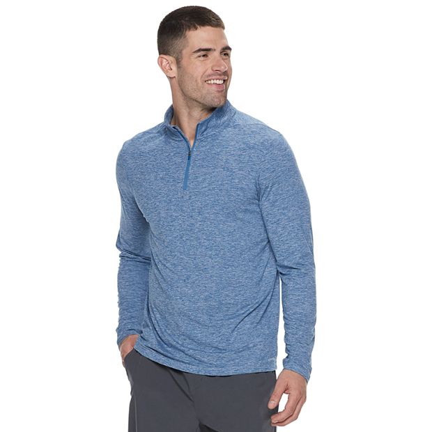 Tek Gear Mens Big & Tall Heather Blue DryTek 1/4 Zip Pullover Sweatshirt 