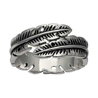 PRIMROSE Sterling Silver Polished Feather Bypass Band