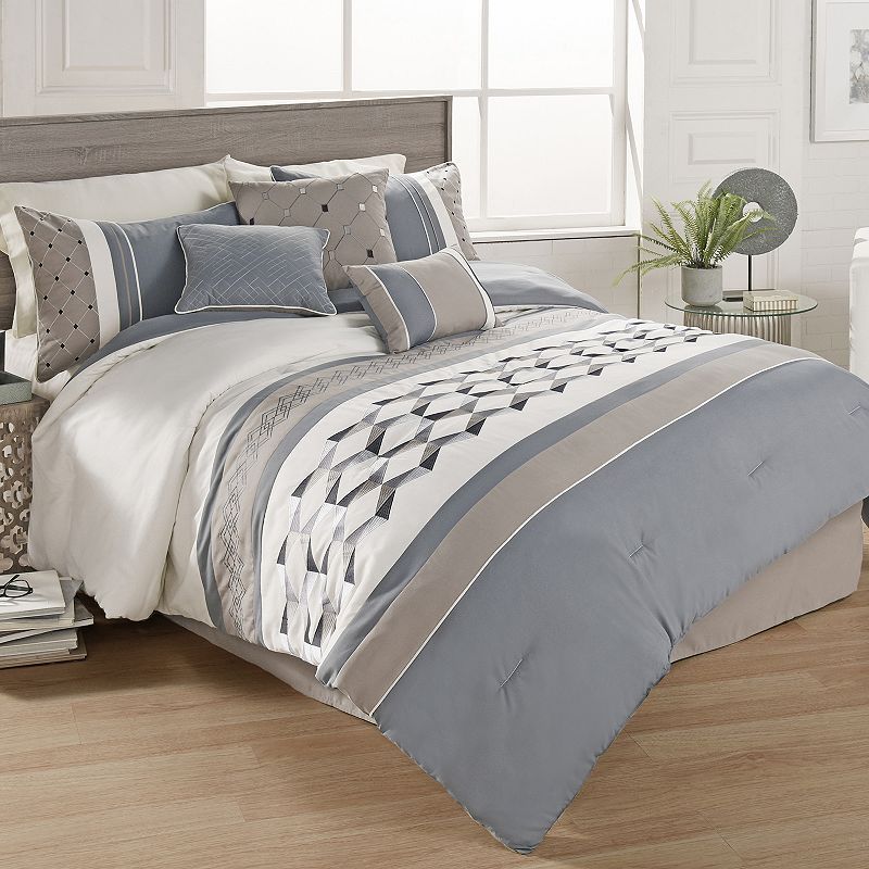 76110309 Riverbrook Home Beren 7 Piece Comforter Set, Blue, sku 76110309