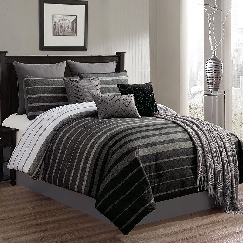 Riverbrook Home Barkley 10 Piece Comforter Set, Black, Queen