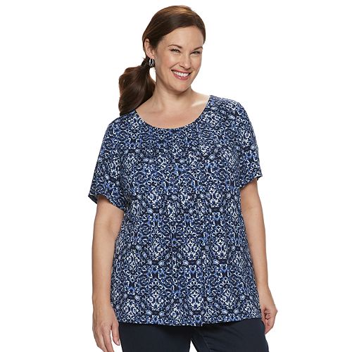 Plus Size Croft & Barrow® Printed Pintuck Tee