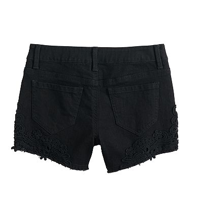 Girls 7-16 & Plus Size Mudd® Crochet Jean Shorts