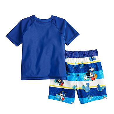 Disney's Mickey Mouse Toddler Boy Raglan Rash Guard & Swim Trunks Set