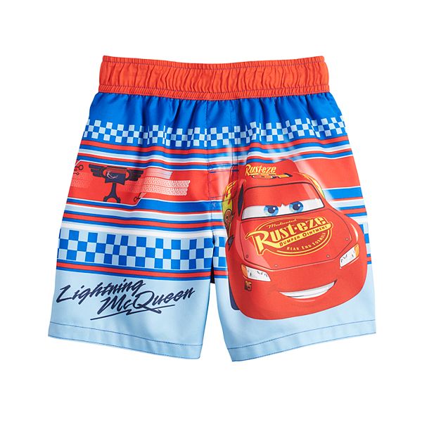 Disney Pixar Cars Toddler Boy Lightning McQueen Striped Swim Trunks