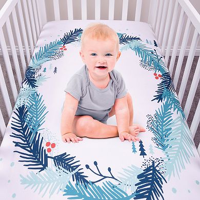 Trend Lab My Tiny Moments Spruce Wreath Flannel Photo Op Fitted Crib Sheet