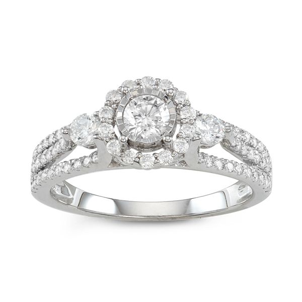 Simply Vera Vera Wang 14k White Gold 1 Carat T.W. Halo Diamond Ring ...