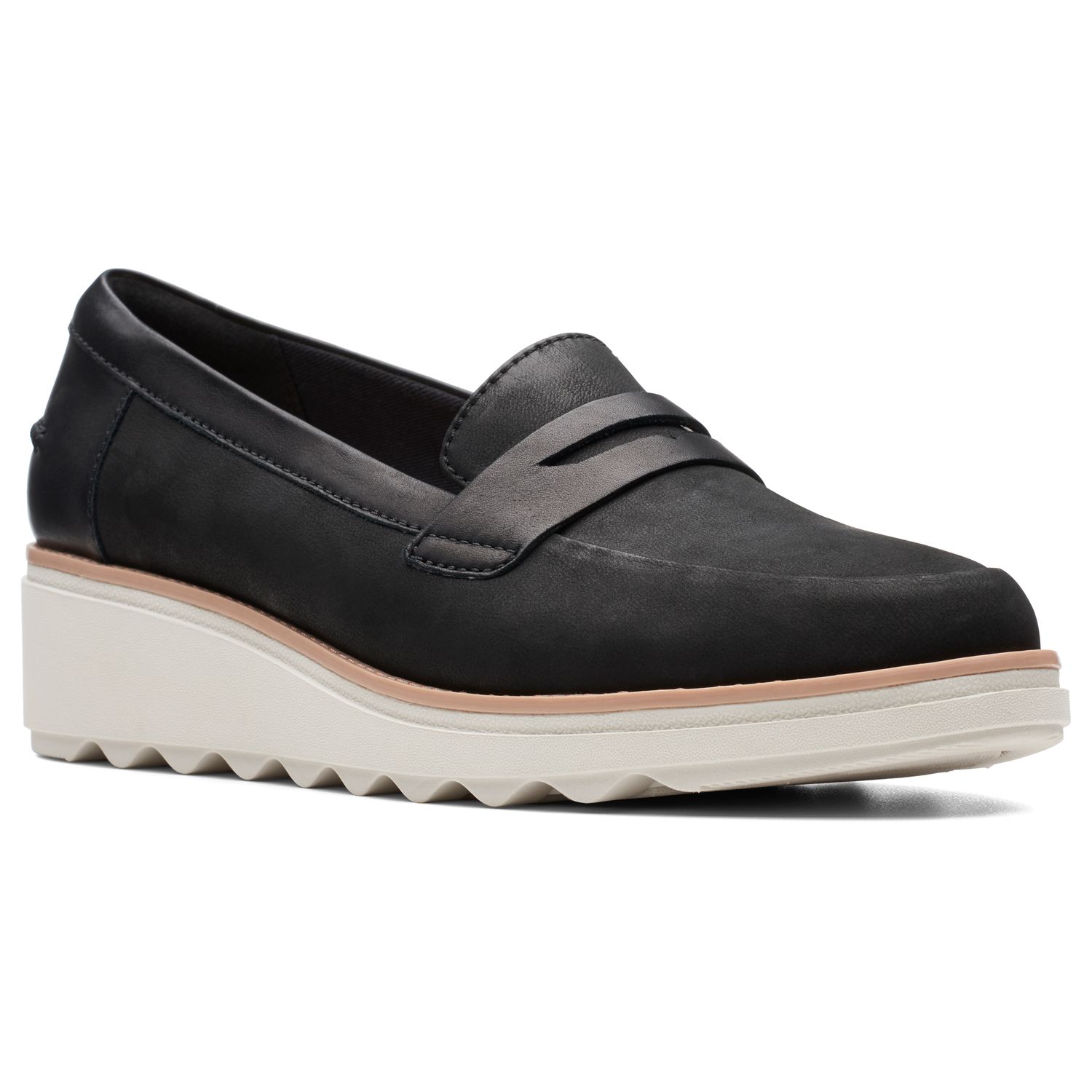 clarks sharon ranch wedge penny loafer