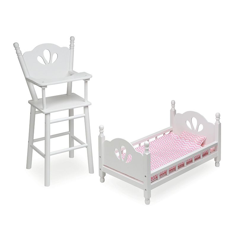 Badger Basket English Country Baby Doll Furniture High Chair/Bed Playset, Multi