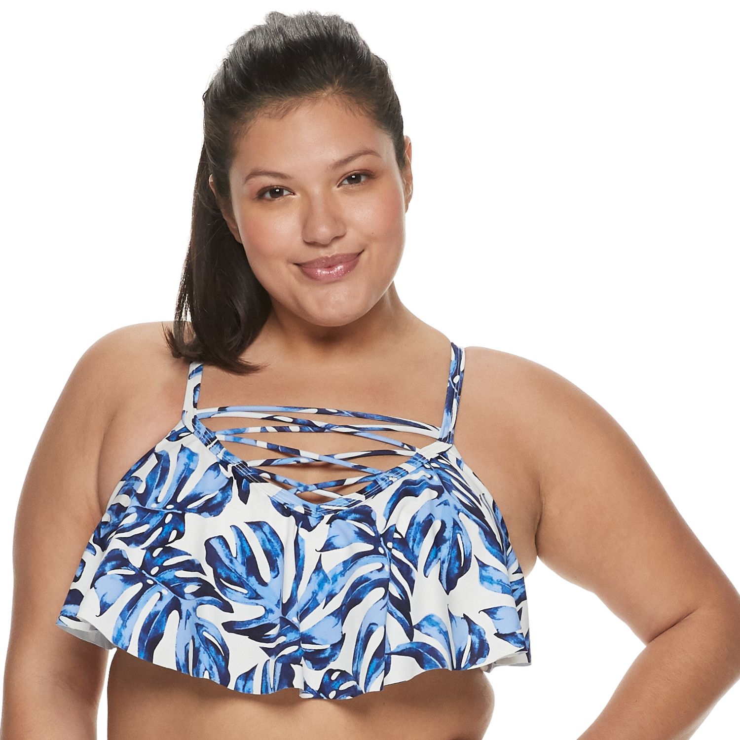 flounce swim top plus size