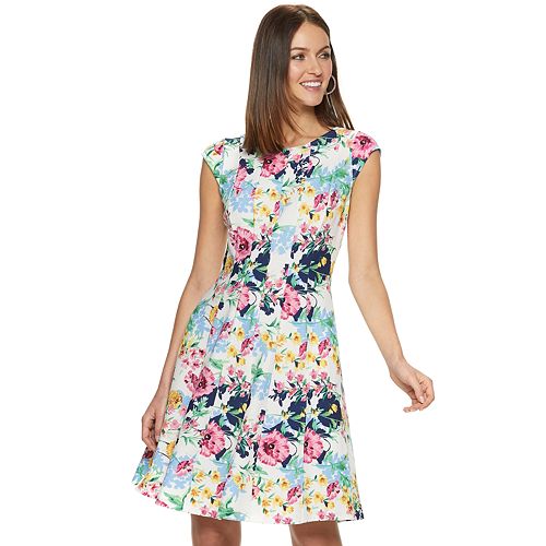 Women's ELLE™ Floral Seamed Fit & Flare Dress
