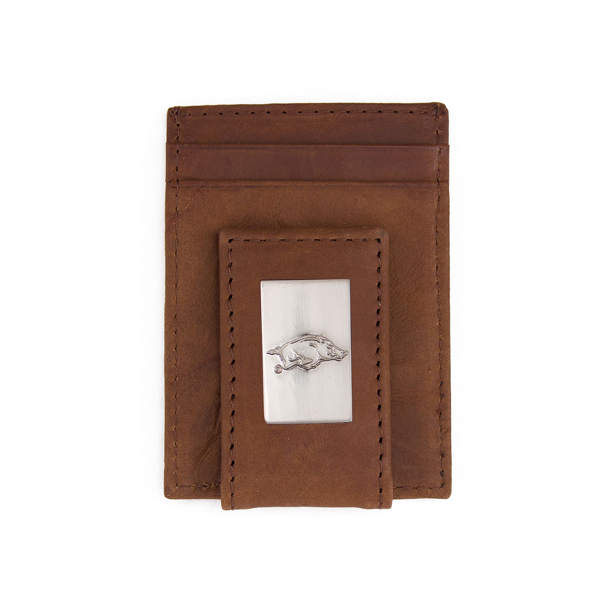 Mens Arkansas Razorbacks Front-Pocket Wallet Money Clip, Brown