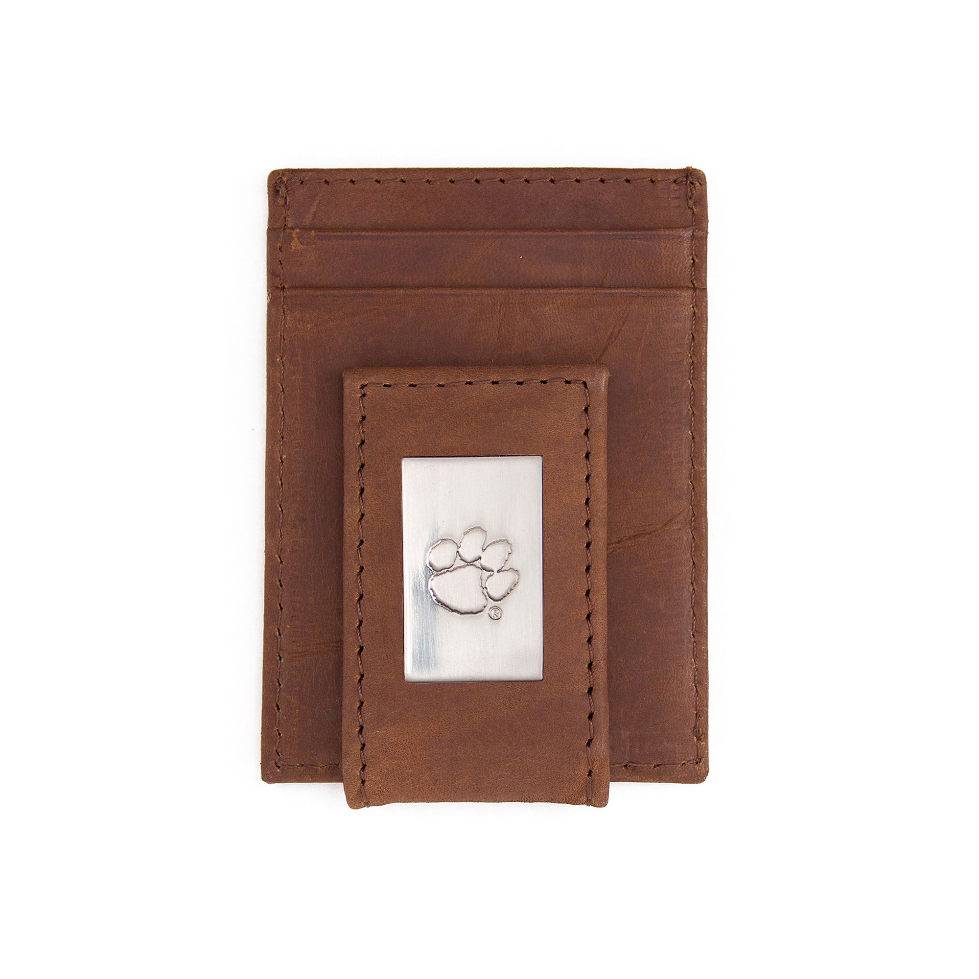 Mens Clemson Tigers Front-Pocket Wallet Money Clip, Brown
