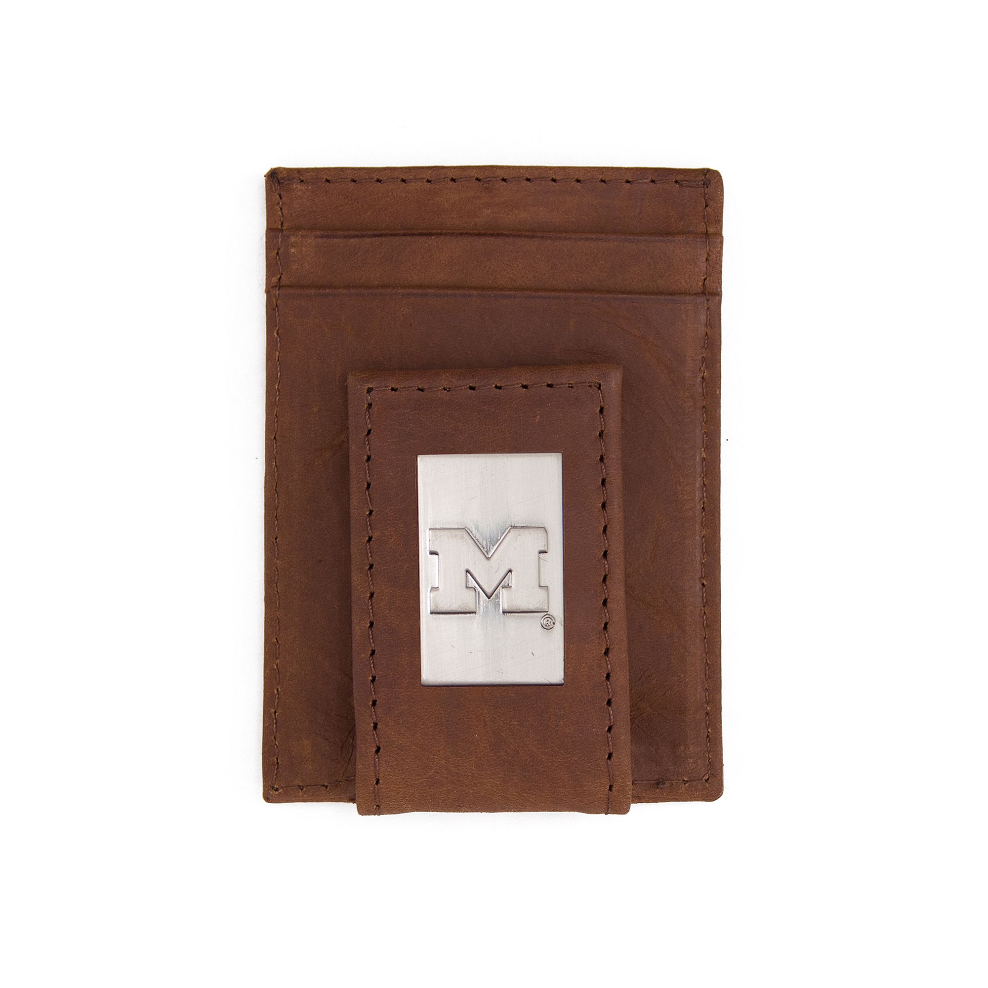 Mens Michigan Wolverines Front-Pocket Wallet Money Clip, Brown