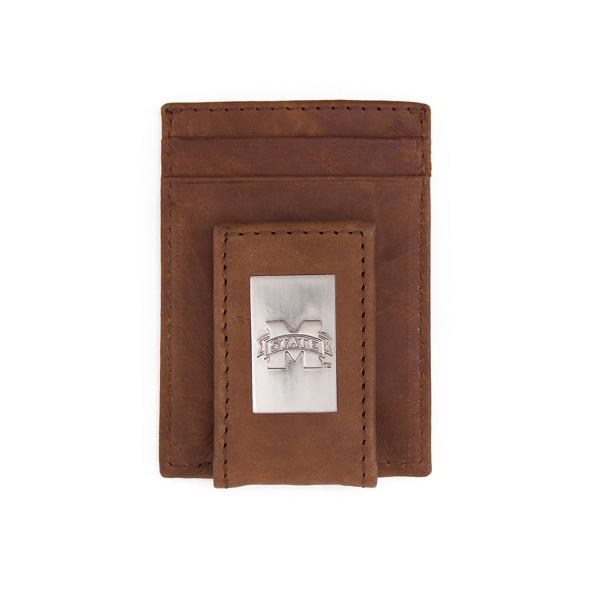 Mens Mississippi State Bulldogs Front-Pocket Wallet Money Clip, Mst Brown