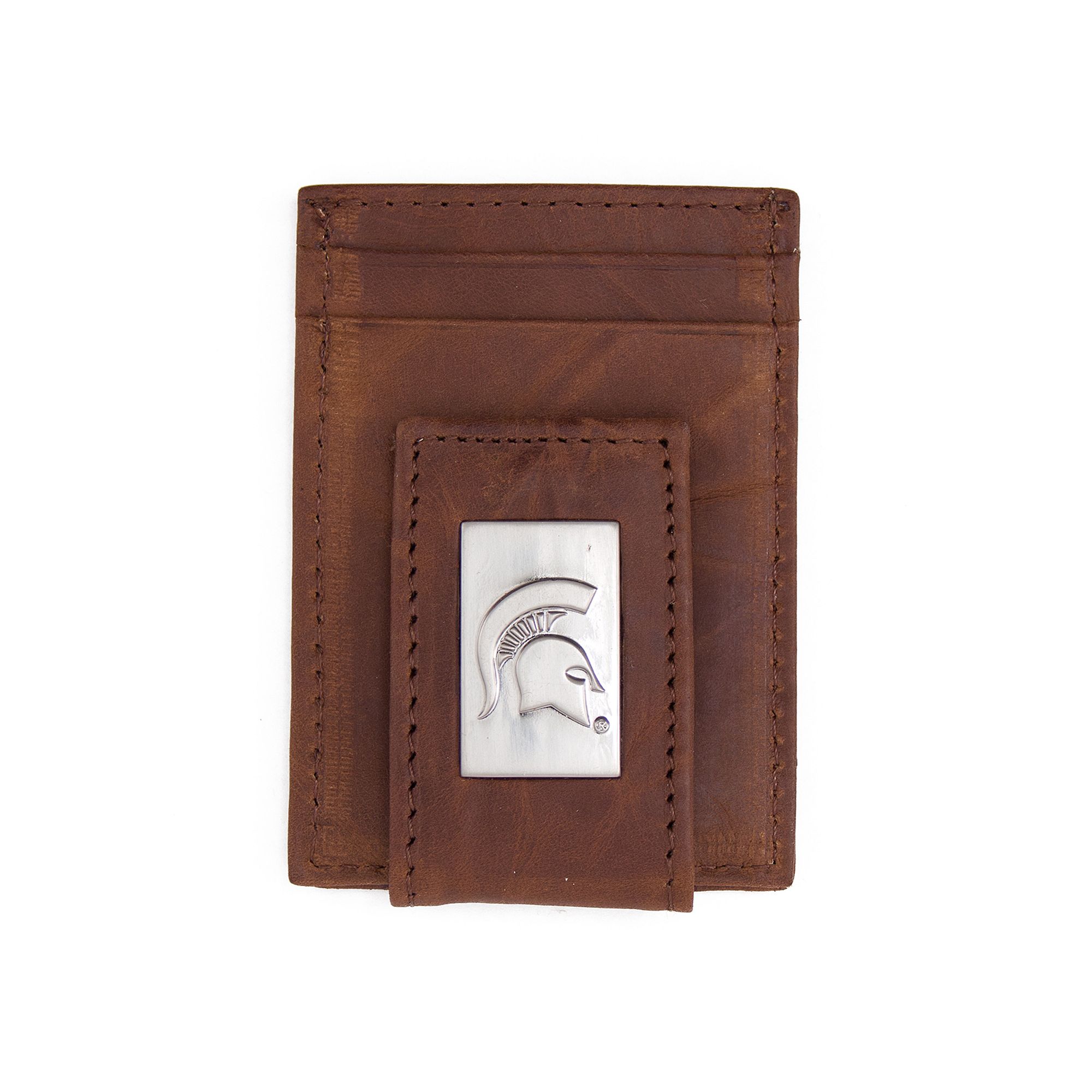 Mens Michigan State Spartans Front-Pocket Wallet Money Clip, Brown