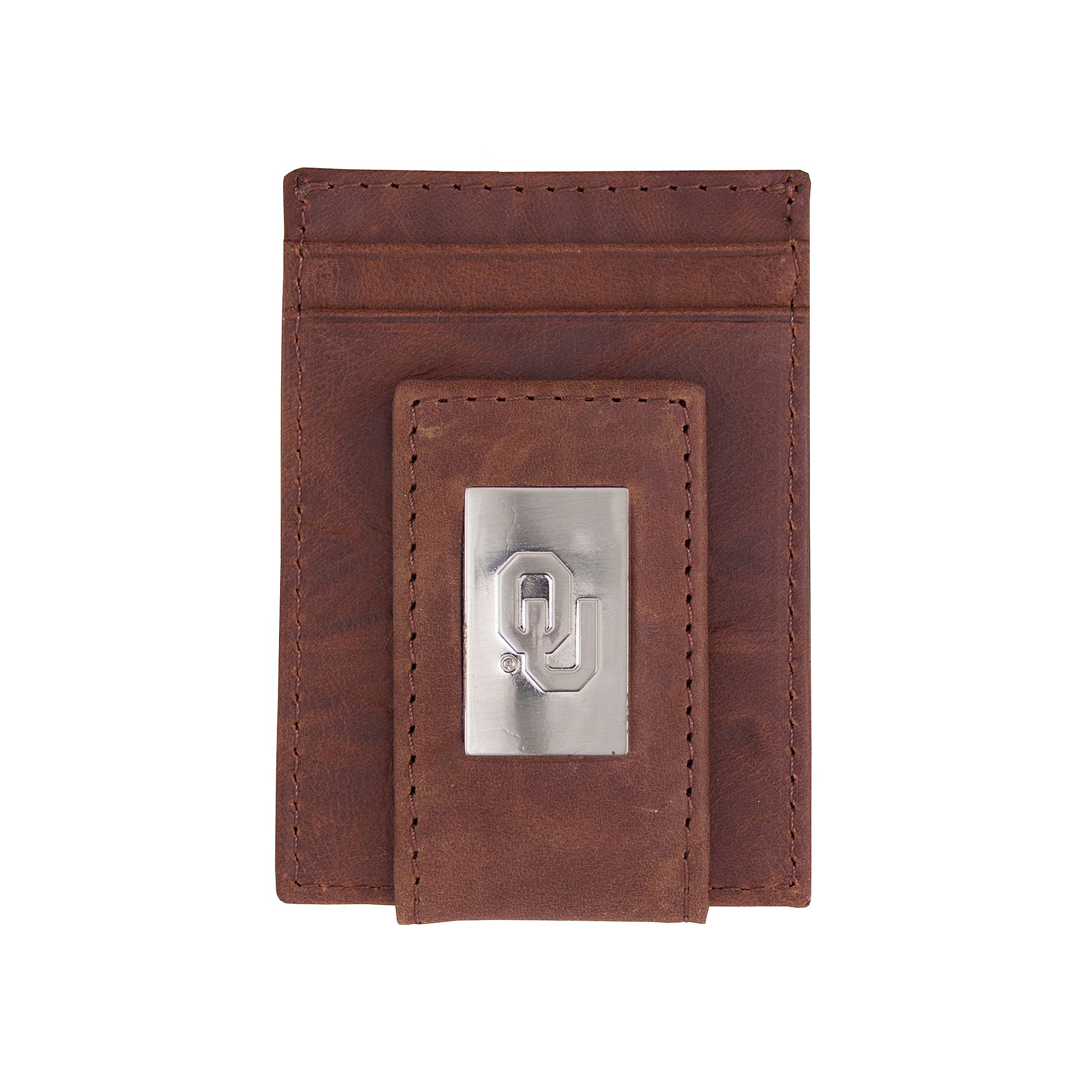 Mens Oklahoma Sooners Front-Pocket Wallet Money Clip, Brown