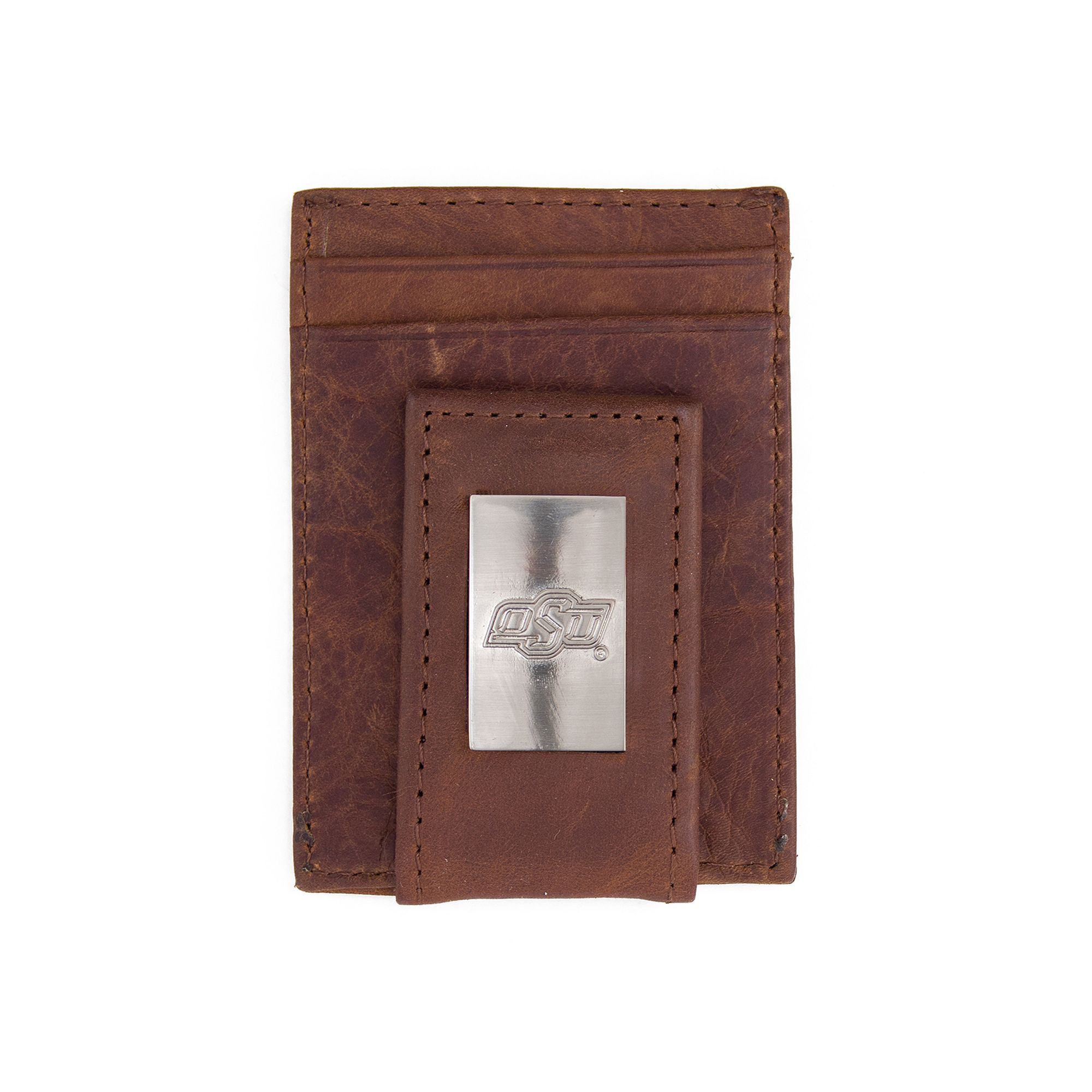 Mens Oklahoma State Cowboys Front-Pocket Wallet Money Clip, Brown