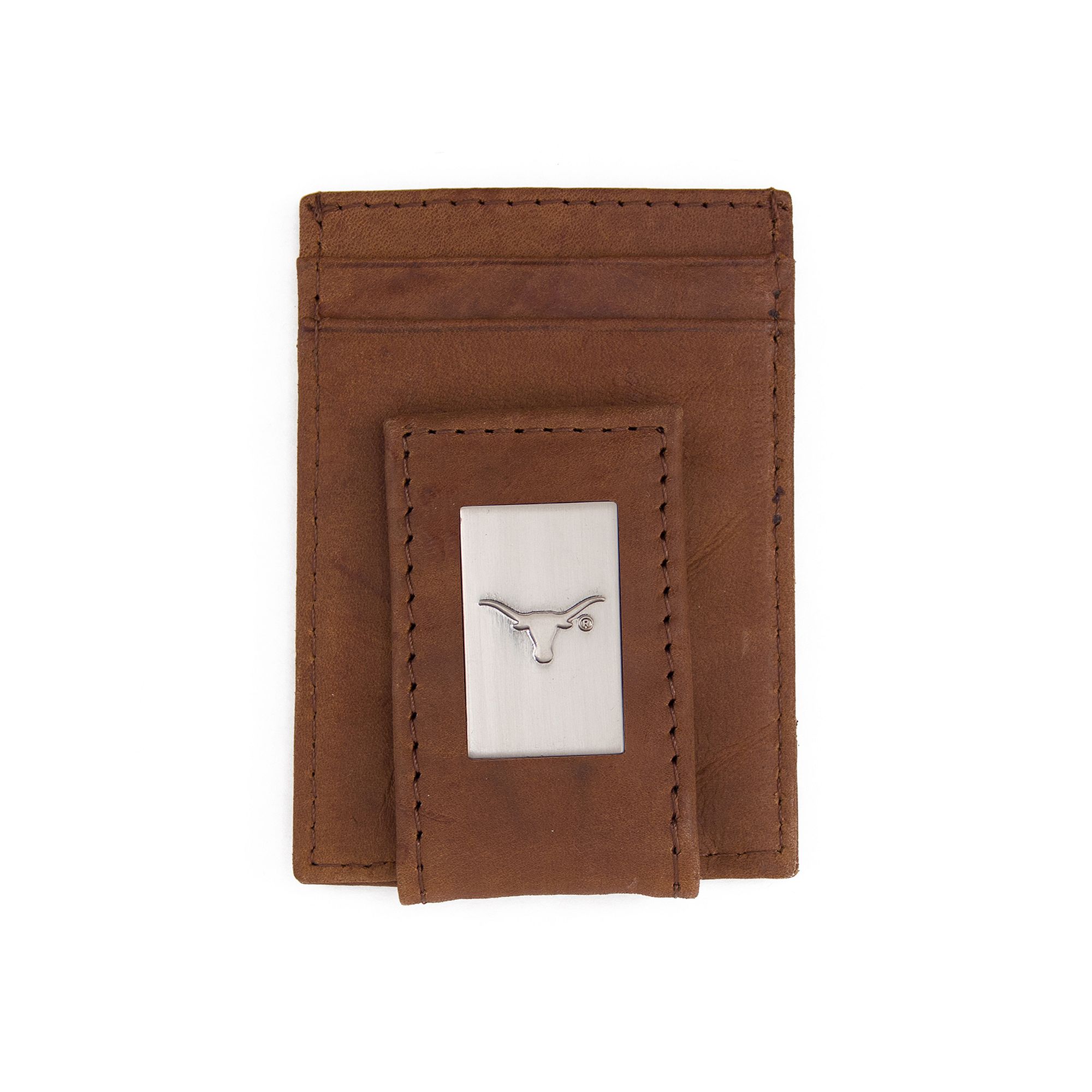 Mens Texas Longhorns Front-Pocket Wallet Money Clip, Brown