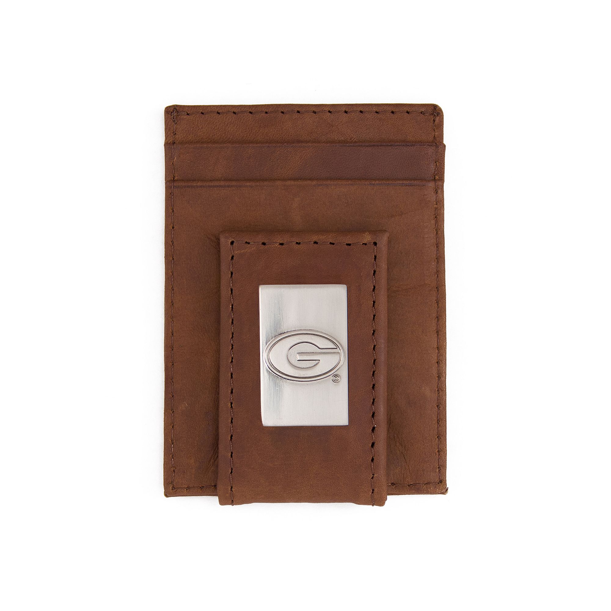 Mens Georgia Bulldogs Front-Pocket Wallet Money Clip, Brown