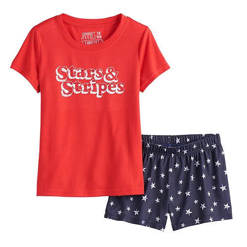 Girls 4 16 Jammies For Your Families Stars Stripes Top Shorts 