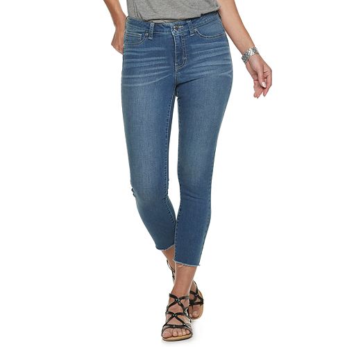 Women's Jennifer Lopez Cut-Hem Mid-Rise Crop Skinny Jeans
