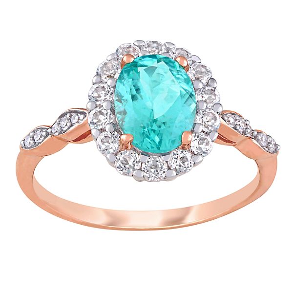 Stella Grace 14k Rose Gold Apatite, White Topaz & Diamond Accent Oval ...