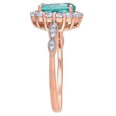 Stella Grace 14k Rose Gold Apatite, White Topaz & Diamond Accent Oval Halo Ring