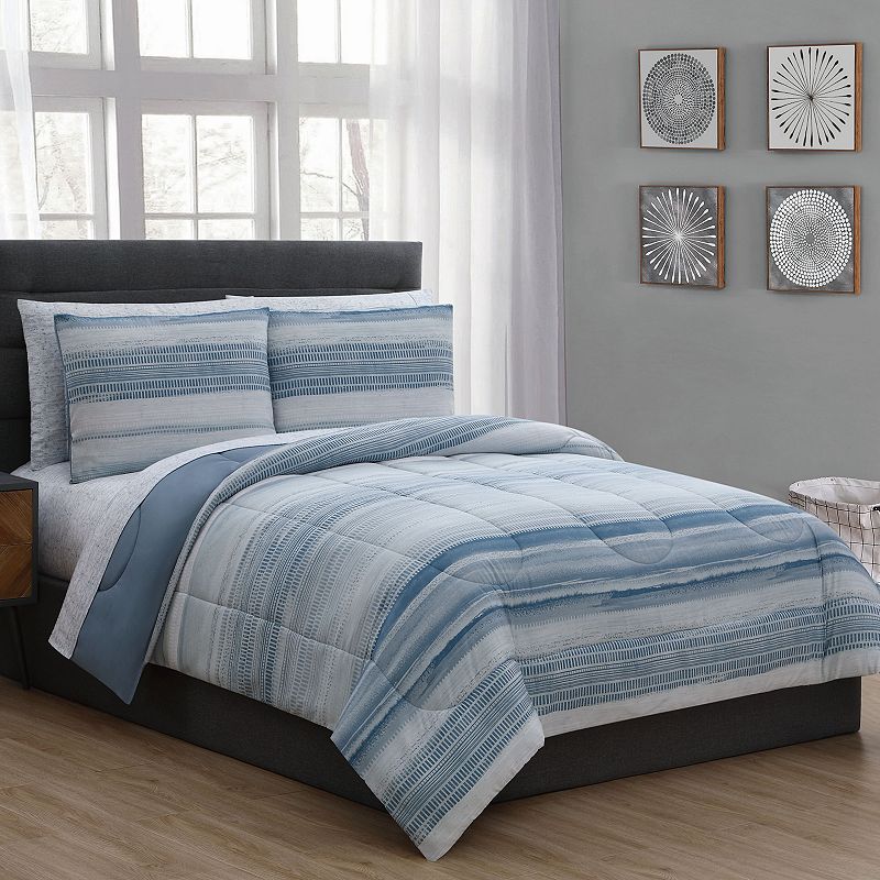 18347585 Addison Home Laken Reversible Bedding Set, Blue, T sku 18347585