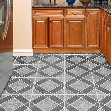 Achim Nexus Light & Dark Blue Diamond Pattern 20-piece Self Adhesive Vinyl Floor Tile Set