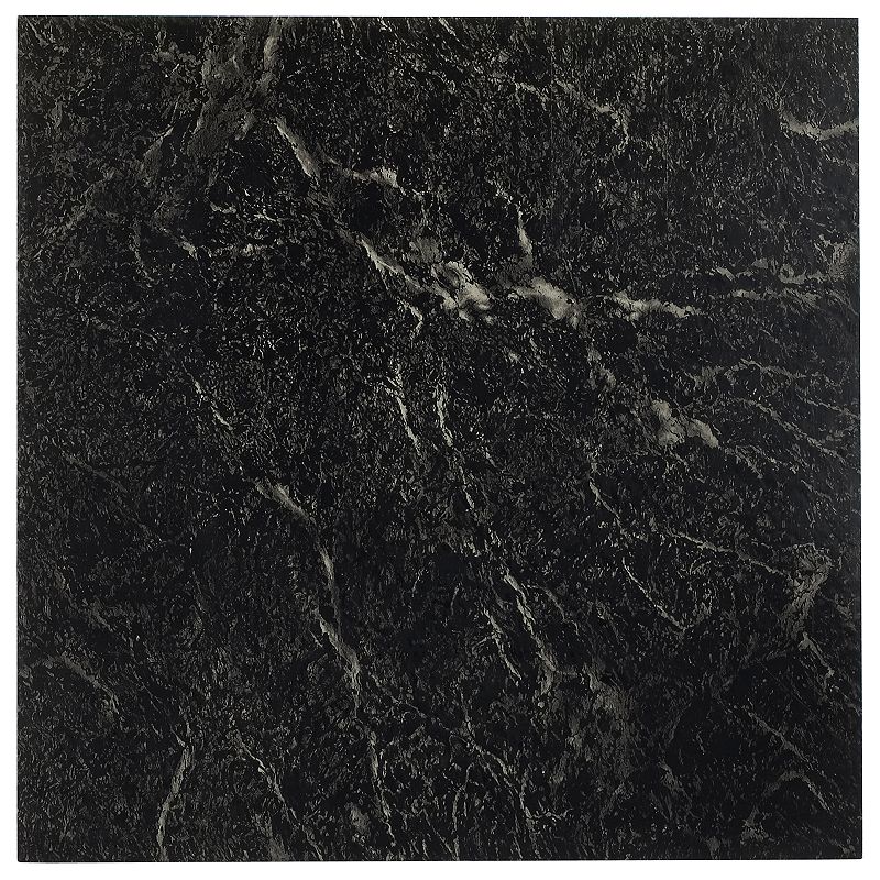 NEXUS Black with White Vein Marble 12x12 Self Adhesive Vinyl Floor Tile - 20 Tiles/20 Sq.Ft.  2 pack