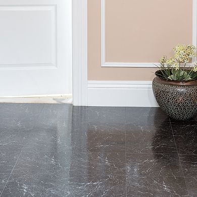 Achim Nexus Black White Veined 20-piece Self Adhesive Vinyl Floor Tile Set