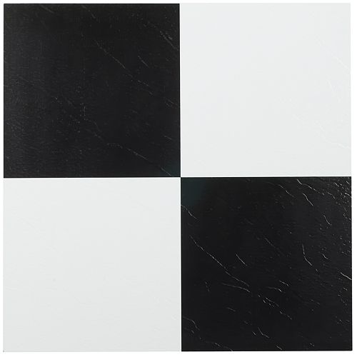 Achim Tivoli Black & White 45-piece Self Adhesive Vinyl Floor Tile Set