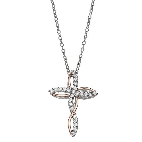 PRIMROSE Cubic Zirconia Twisted Cross Pendant Necklace
