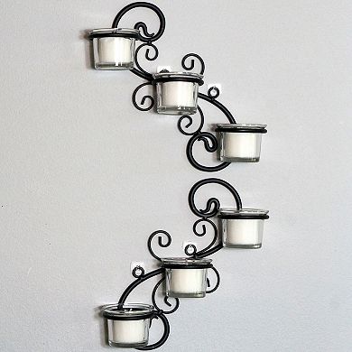 Stonebriar 3-Light Tealight Candle Holder Wall Decor 2-piece Set