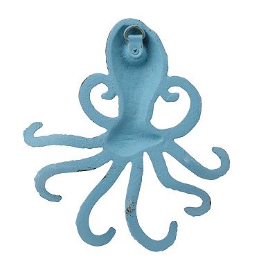 Stonebriar Blue Octopus Decorative Wall Hook