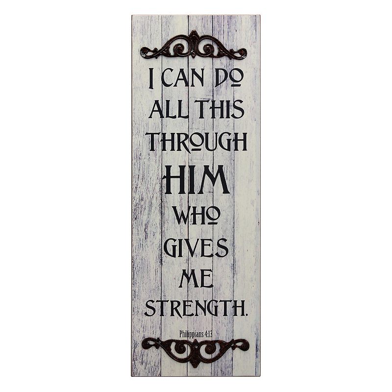 Stonebriar Him Who Gives Me Rustic Wall Decor, White