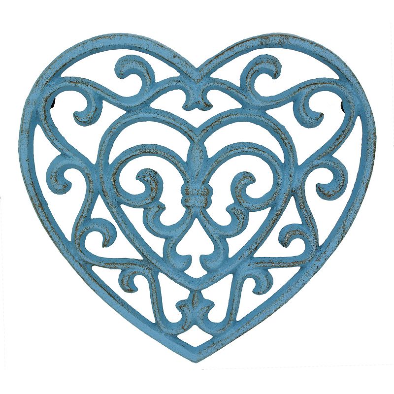 Stonebriar Rustic Heart Trivet, Blue