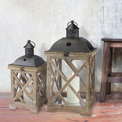 Stonebriar Shabby Chic Lantern Table Decor 2-piece Set