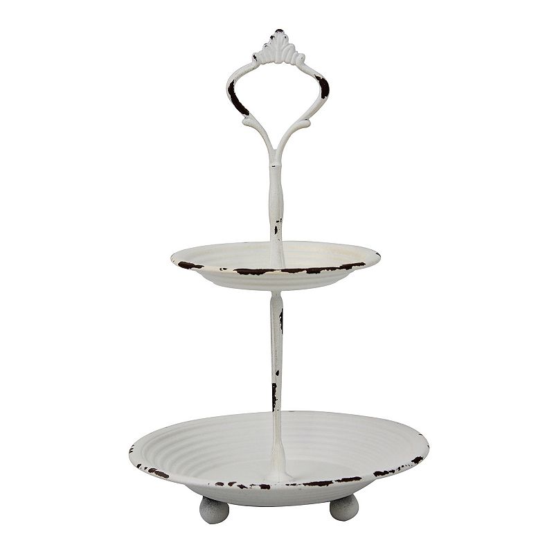 Stonebriar 2-Tier Decorative Trinket Tray Table Decor, White