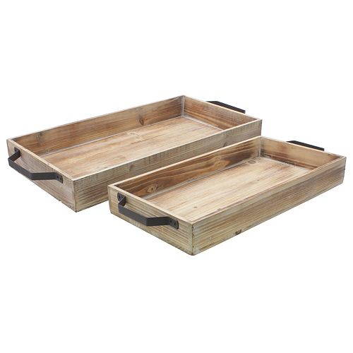 Stonebriar Decorative Rustic Serving Tray Table Decor 2 Piece Set